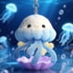 thumbnail image 5 of Llavero de peluche de medusa de animal marino de dibujos animados, adorno colgante de peluche suave para 20 centímetros, 5 of 9