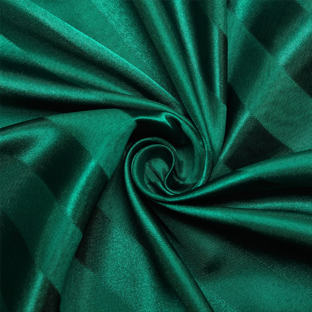AiMay Italian Style  6 Piece Satin Bed Sheet Set Stripes Super Soft Deep Pocket 1800 Luxury Rich Silk 1 Flat Sheet 1 Fitted Sheet 4 Envelope Pillowcases Stain-Resistant Wrinkle Free (Queen,Green)