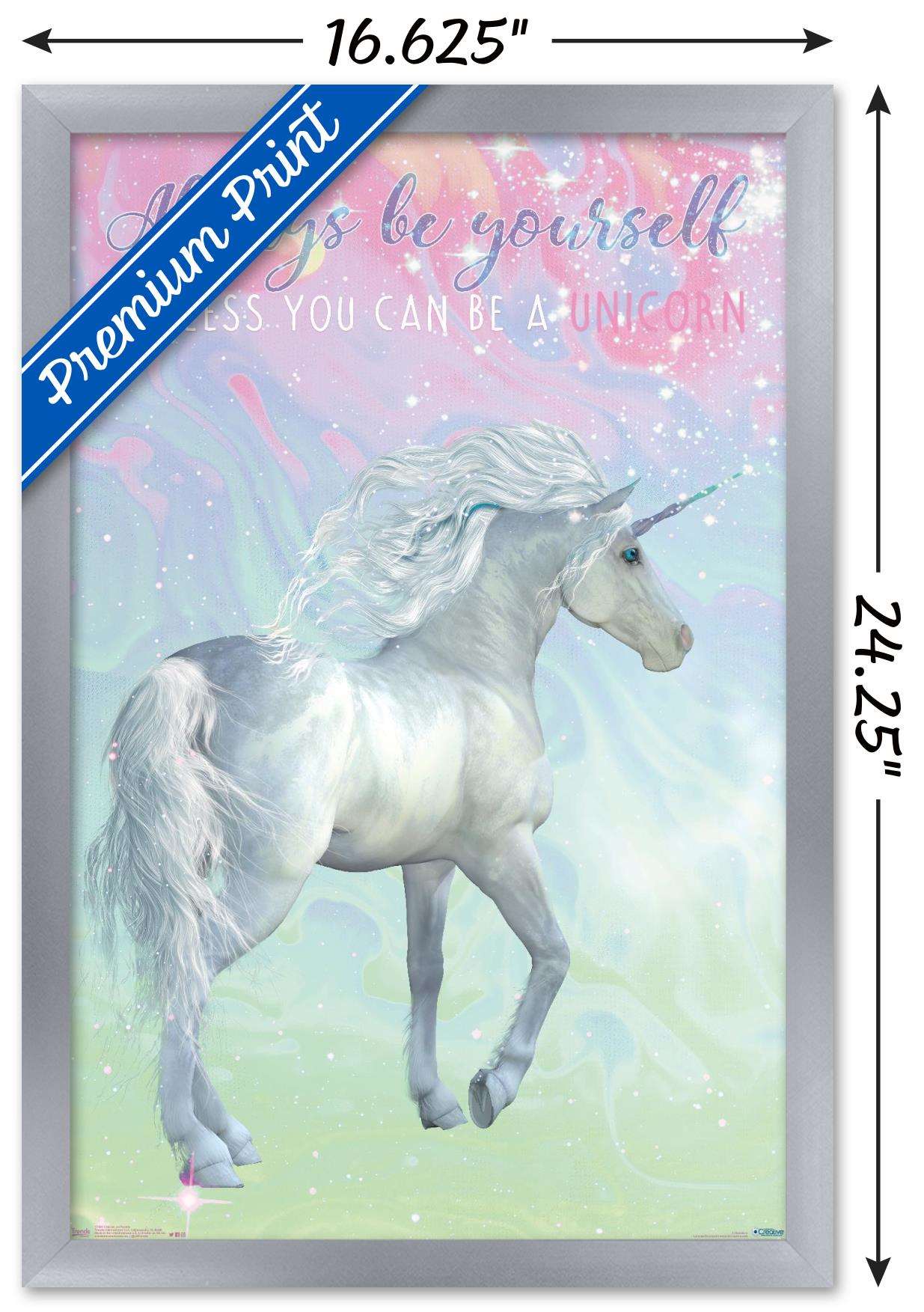 Unicorn On Pastels Wall Poster, 14.725" x 22.375", Framed