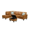 thumbnail image 3 of Convertible Sectional L Shaped Sofa with Storage Ottoman Reversible Sofa,Faux Leather Couch for Small Apartment, Living Room,Ginger, 3 of 7
