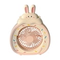 thumbnail image 3 of Hyknon Rechargeable Small Desk Fan Battery Operated Bunny Table Fan Hanging Personal Cooling Fan Portable Mini Desktop Fan for Bedroom Travel Office Decoration, Pink, 3 of 7