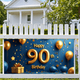 thumbnail image 5 of LUUFILx Elegant 90th Birthday Banner Party Decoration Backdrop Happy Birthday Background Golden Anniversary Celebration Photography Props Decors Supplies, 5 of 8