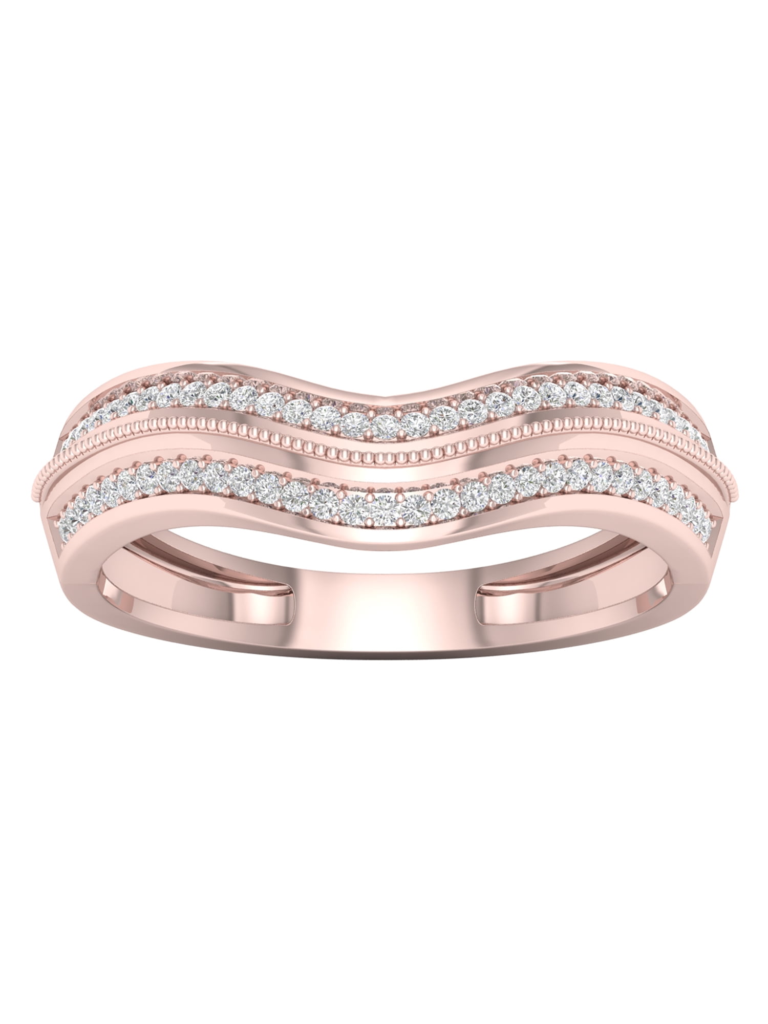 Natural Diamond Band in 10K Rose Gold plated Sterling Silver 0.12 carats, H-I I2 Natural Diamond Band in 10K Rose Gold plated Sterling Silver 0.12 carats, H-I I2
