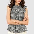 thumbnail image 2 of Casual Tops for Women Plaid Babydoll T Shirts Sleeveless Peplum Top Cotton Blouse Summer Shirts Trendy Sleeveless Gingham Tops Plaid Shirts Babydoll Ruffle Hem Peplum Tank Tops, 2 of 5