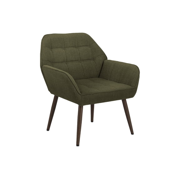Accent Chair - 29"h - Upholstered - Living Room - Dark Green - Walnut Metal Legs