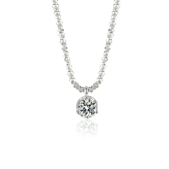 Gleaming Zircon Drop Pendant Necklace with Trendy Silver-Plated Cross Chain for Daily Wear