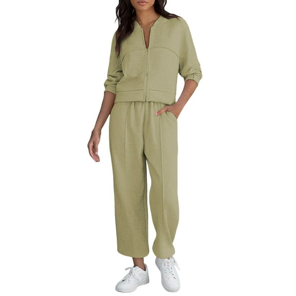 Womens Sweatsuits 2 Piece Set, Zip Up Sweatshirt and Wild Leg Sweatpants Set Sweatsuits Women 2 Piece Outfit Sweatsuits for Women Sweatpants Set for Women