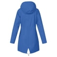 thumbnail image 2 of ShomPort Waterproof Jacket for Womens Outdoor Drawstring Full Zip up Hooded Stripe Lined Flap Pockets Raincoat, 2 of 6