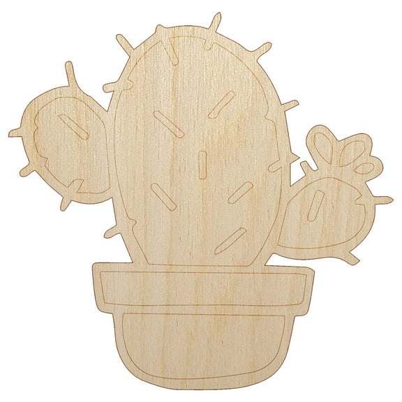 Hand Drawn Prickly Pear Cactus Doodle Wood Shape Unfinished Piece Cutout Craft DIY Projects - 4.70 Inch Size - 1/8 Inch Thick