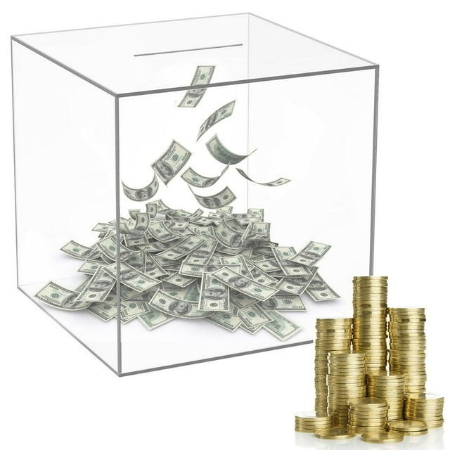 CNKOO Piggy Bank Durable Acrylic Money Bank Clear Acrylic Bank Box Reusable Transparent Piggy Bank Box Delicate Money Bank Easy to Use Money Saving Jar for Adults Kids Birthday Gift Decor