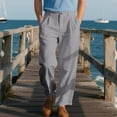 thumbnail image 2 of Nestiefly Men's Linen Straight Fit Trousers Dressy Lightweight Classic Pleated Beach Pants with Belt Loops 2026 Gray M, 2 of 9