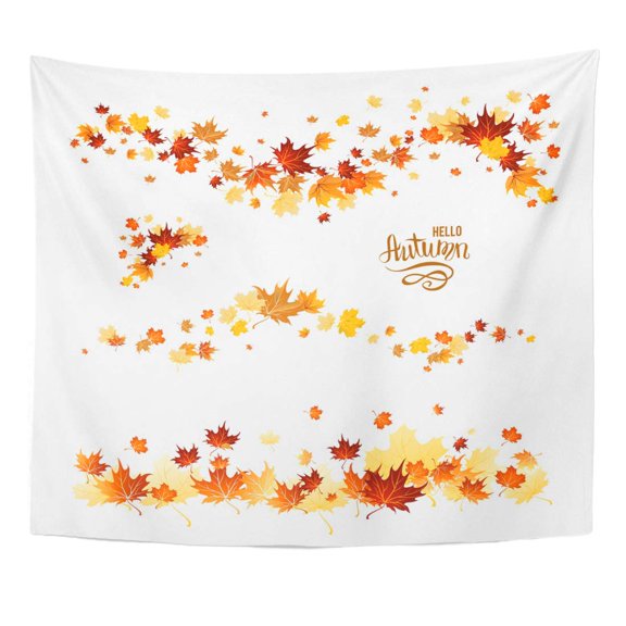 ZEALGNED October Orange Leaf Autumn Leaves Borders Nature Design Fall Maple for Red Foliage Abstract Wall Art Hanging Tapestry Home Decor for Living Room Bedroom Dorm 51x60 inch