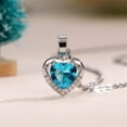 thumbnail image 5 of K-KED Fashion Women Cubic Zircon Necklace Pendant 925 Silver Plated ,Gold Jewelry-Blue, 5 of 7