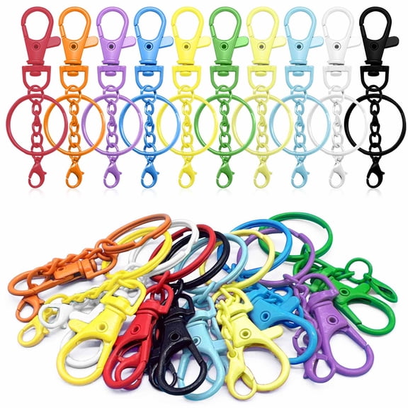 50 Pieces Keyring Set with Chain,DIY Keychains,Small Keyrings,Craft Keychains,Keyring Rings, Swivel Snap Hooks for DIY Keychain,Make your Own Keychain Key