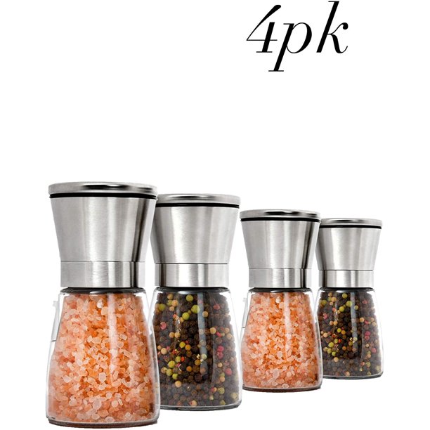 Home EC Premium Stainless Steel Salt and Pepper Grinder 4 Pack