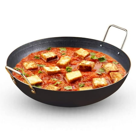 

Pre-seasoned Black Iron Kadai With Strong Handles | Medium 25 Cm 9.6 Inch 2 Liters 0.95 Kg | Induction Friendly | Pre-seasoned Iron Kadhai 100% Pure & Toxin-free No Chemical Coating