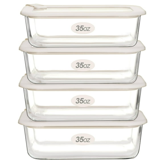 Recipientes para almacenamiento de alimentos Urban Green Glass con tapas de vidrio, paquete de 4