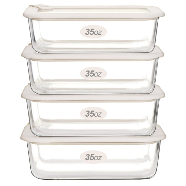 Recipientes para almacenamiento de alimentos Urban Green Glass con tapas de vidrio, paquete de 4