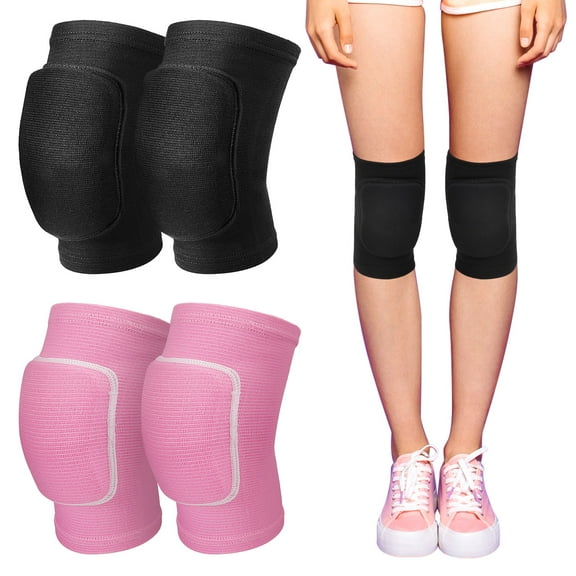 Hengguang 2 Pcs Dance Knee Pads for Women, Knee Braces & Support Stretchy Breathable Exercises Knee Pads for Volleyball, Dancing, Running, Yoga (Pink, Black)