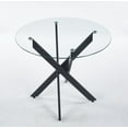 thumbnail image 3 of MAYEERTY Modern Black Dining Table Cross Legs Tempered Glass Top Bold Modern Decor, 3 of 13