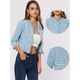 thumbnail image 2 of Chaqueta corta de mezclilla Allegra K para Mujer Cuello Redondo Mangas 3/4 deshilachada Azul claro L, 2 of 6