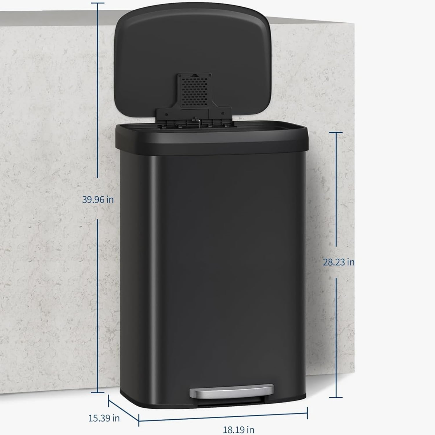 Garvee 21.13 Gallon Large Step-on Trash Can for Kitchen,  with Liner Rim & Soft Close Plastic Lid, Black