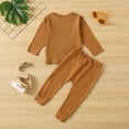 thumbnail image 7 of Otqutp Kids&nbsp;Clothes&nbsp;Set for Baby Unisex Cotton Solid Autumn Long Sleeve Pants Sleepwear Pullover Sweatshirt Set Clothes 1-4 Years, 7 of 7