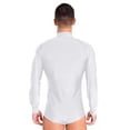 thumbnail image 4 of YiZYiF 2Pcs Men Latin Ballroom Dance Leotard Outfits Bodysuit Top with Tassels Flare Pants Dancewear White M, 4 of 7