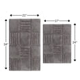 thumbnail image 2 of Knightsbridge Chakker Board 220 GSF Non Skid Back Bath Rug Set - 2- Piece - 17x24 and 21x34", Silver, 2 of 4