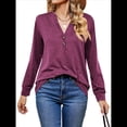thumbnail image 1 of Camisas de Larga para Mujer, Otoño 2025, Blusas Elegantes Informales Tipo Henley, Blusas Modernas, Camisetas Bonitas, Conjuntos, Ropa. Vino Tinto XL, 1 of 10