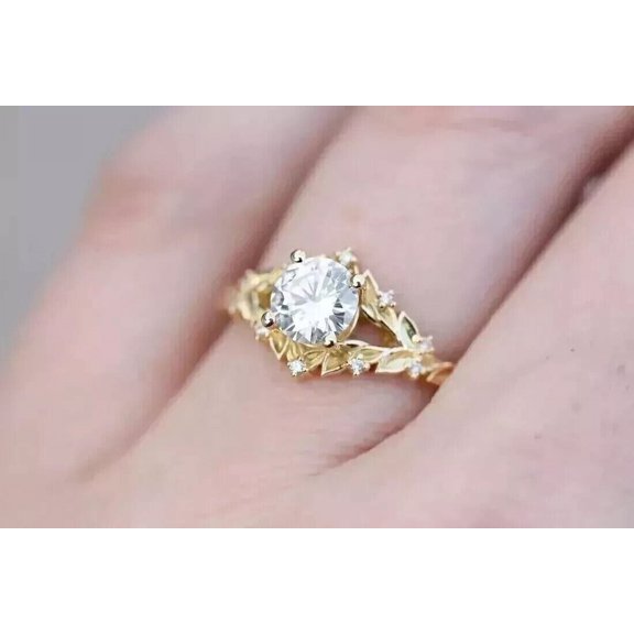 2.10Ct Round Cut Lab-Created Diamond Women's Engagement Ring 14K Yellow Gold Plated