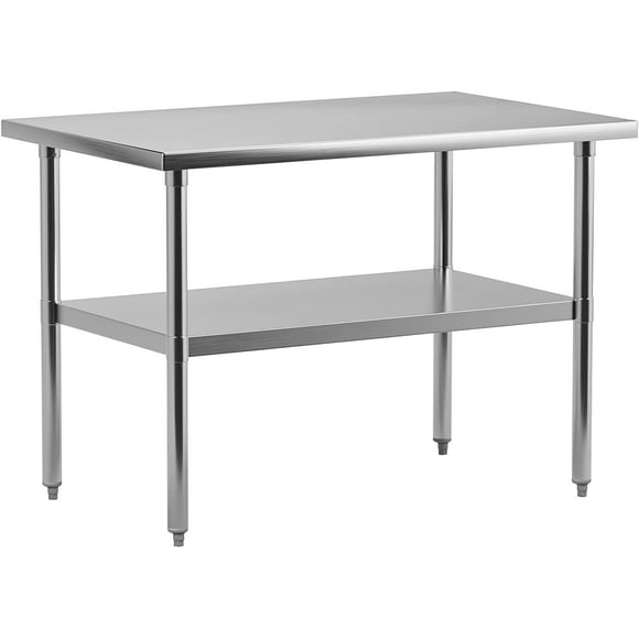 Table de Travail en Acier Inoxydable 48x30 - Certifiée NSF, Grande Capacité de Charge, Table de Préparation de Cuisine Durable, Convient à la Maison, au Restaurant, à l'Hôtel et à l'Extérieur