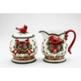 thumbnail image 3 of Ceramic Sugar Bowl Creamer Set Cardinals Pine Cones 3 3/8" Gift, 3 of 3