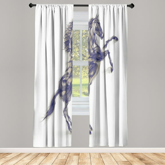 Ambesonne Horses Curtains, Gallop Animal Blazing Motif, Pair of 28"x63", Grey Pink