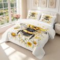 thumbnail image 3 of Erosebridal Retro Bug Bee Twin Quilt Set,Cartoon Flowers Twin Coverlet Set,Cream Black,2pcs,1 Bedspread and 1 Pillowcase, 3 of 7