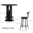 thumbnail image 4 of 3-Piece Bar Table Set with 2 Stools,31.5" Round Pub Table with Metal Ring Footrest,Space-Saving Dining Set for Kitchen,Living Room,Small Space,Black, 4 of 6