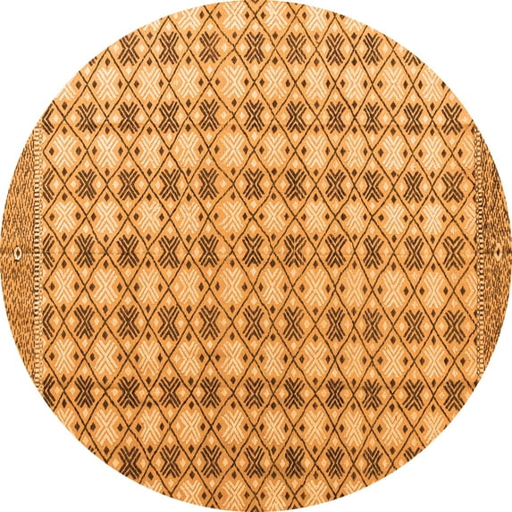 Ahgly Company Indoor Round Abstract Orange Modern Area Rugs, 7' Round