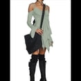 thumbnail image 3 of Disfraz de Halloween para Mujer, Vestido Midi Fluido con Pañuelo y Hombros Descubiertos, Estilo Hada Mariposa para Fiesta de Cosplay. Verde M, 3 of 9