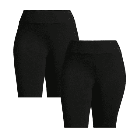 Terra & Sky Women's Plus Size High Rise Bike Shorts, 2-Pack, Sizes 0X-5X