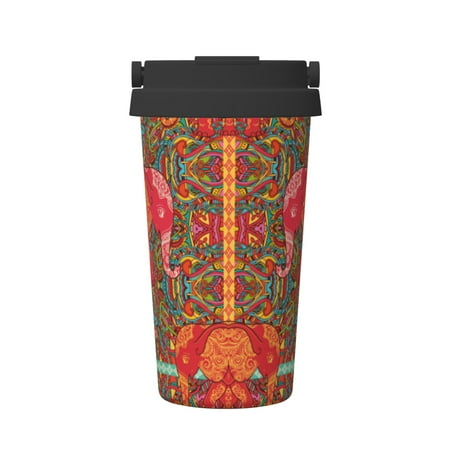 

Insulated Coffee Mug With Lid Exotic Elephant Pattern Insulated Tumbler Stainless Steel Coffee Travel Mug With Lid Hot Beverage And Cold Vacuum Portable Thermal Cup Gifts