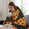 thumbnail image 5 of Funny Pizza Food Print Blanket Weird Cute Throw Blankets Gifts for Couch Sofa Bed Stuff Decor Lightweight Cozy Fleece Plush Flannel Bedding for Lover Men Women 40"x50", 5 of 6