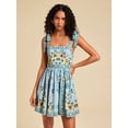 thumbnail image 5 of Multicolor Floral Print Ruched Square Neck Tie-Shoulder Mini Dress For Women, 5 of 8