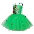 thumbnail image 6 of Cuzibr Girls Fall Dress Green Tutu Party Gown Spaghetti Strap Sleeveless Christmas Tree Sequins Pattern Tulle Dress With Socks Headband Outfits Holiday Party Dress,Green,12 Months, 6 of 9