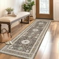 thumbnail image 2 of FairOnly 2'x6' Brown Bordered Boho Distressed Runner Rugs for Hallway Washable Soft Runner Rugs for Entryway Laundry Kitchen Rug, 2 of 7