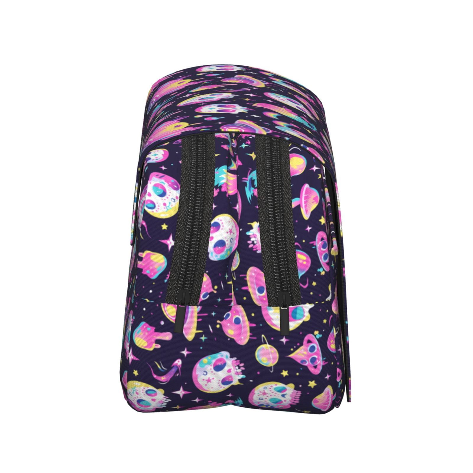 Rateoe Skull mushroom space Pattern Double Clamshell Pen Case, Storage Organizer with Two Zipper Compartments– Holds Up to 50 Pencils & Pens