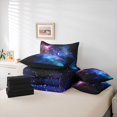 thumbnail image 6 of Manfei Purple Blue Celestial Nebula 7-Piece Twin Bedding,Sparkling Stars Print Bedding Comforter Set,Black Reversible, 6 of 7