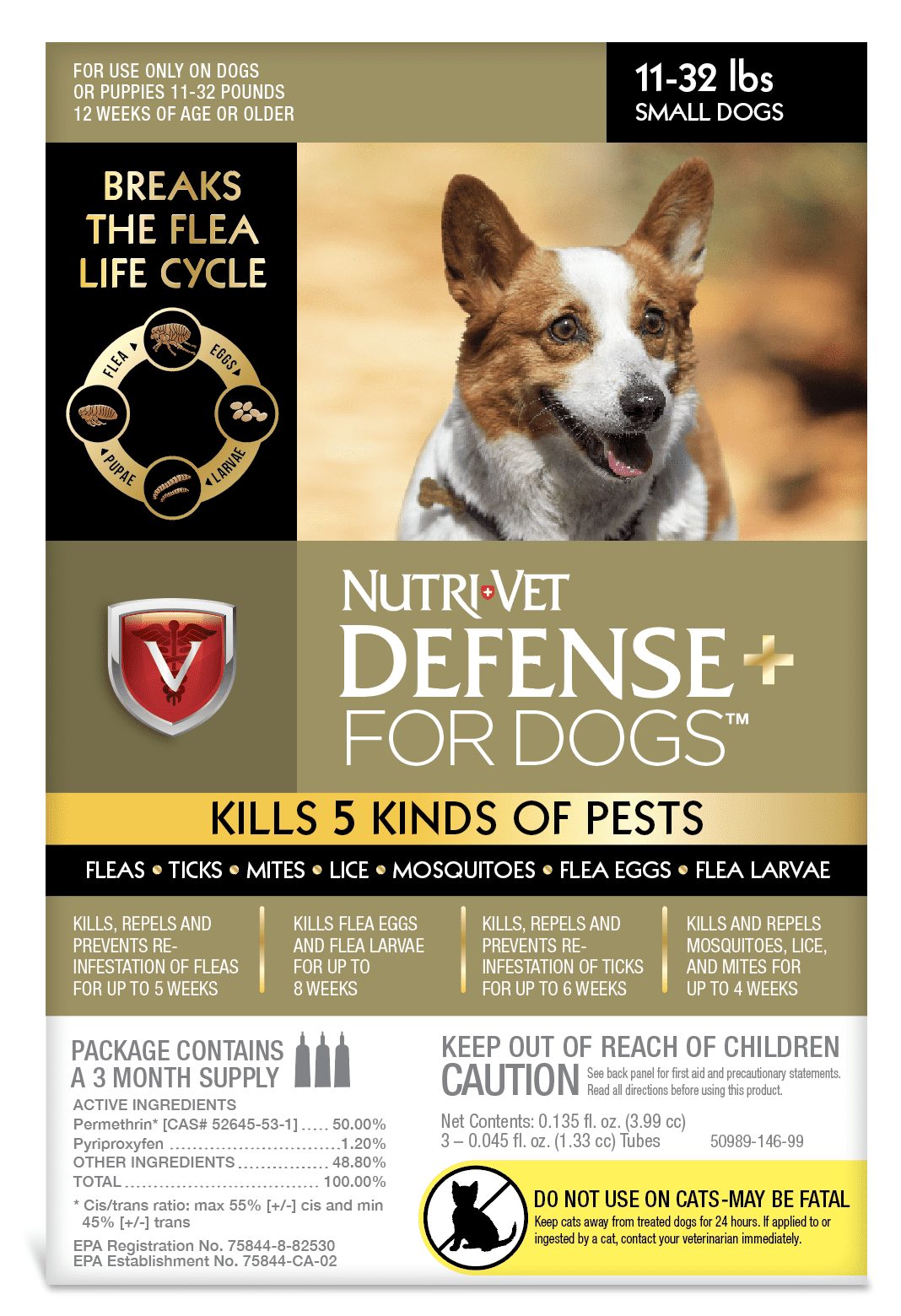Nutri-Vet K9 Defense Plus for Dogs Flea & Tick and More Small 11 Pounds