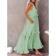 thumbnail image 2 of Anbech Women 2024 Ruffled Pleated Dress Flowy Long Sundress Sleeveless Boho Beach Party Dresses, 2 of 6