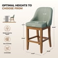 thumbnail image 2 of Bar Stool Set of 2, 26" Upholstered Counter Height Stools with Back, Solid Wood Legs, Faux Leather Bar Chairs for Kitchen Island, 2 of 10