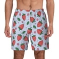 thumbnail image 3 of Uemuo Strawberries Pattern Mens Swim Trunks Quick Dry Board Shorts with Mesh Lining, Stretch Beach Shorts Quick Dry No-Chafing Board Shorts-XX-Large, 3 of 9